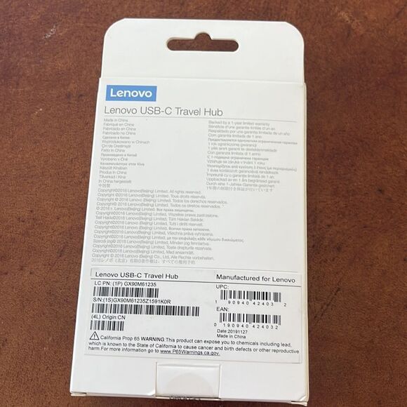 Lenovo USB-C Travel Hub In Black GX90M61235- NEW/ SEALED - Picture 2 of 3